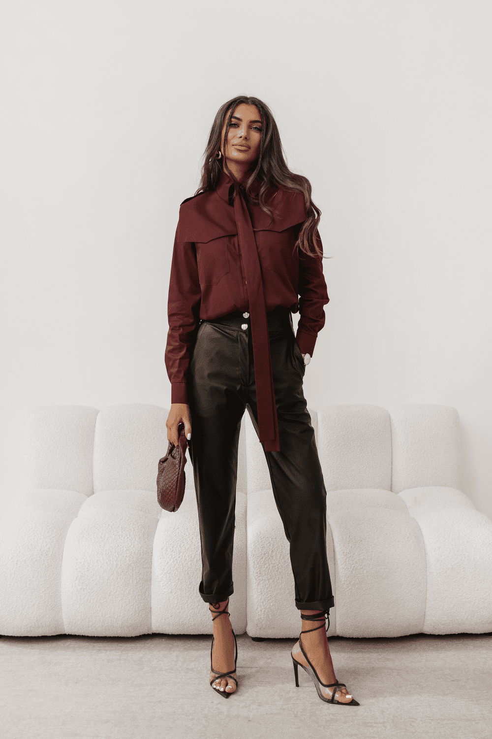 Γυναικείο Πουκάμισο με γραβάτα Milo Μπορντό - Image 3