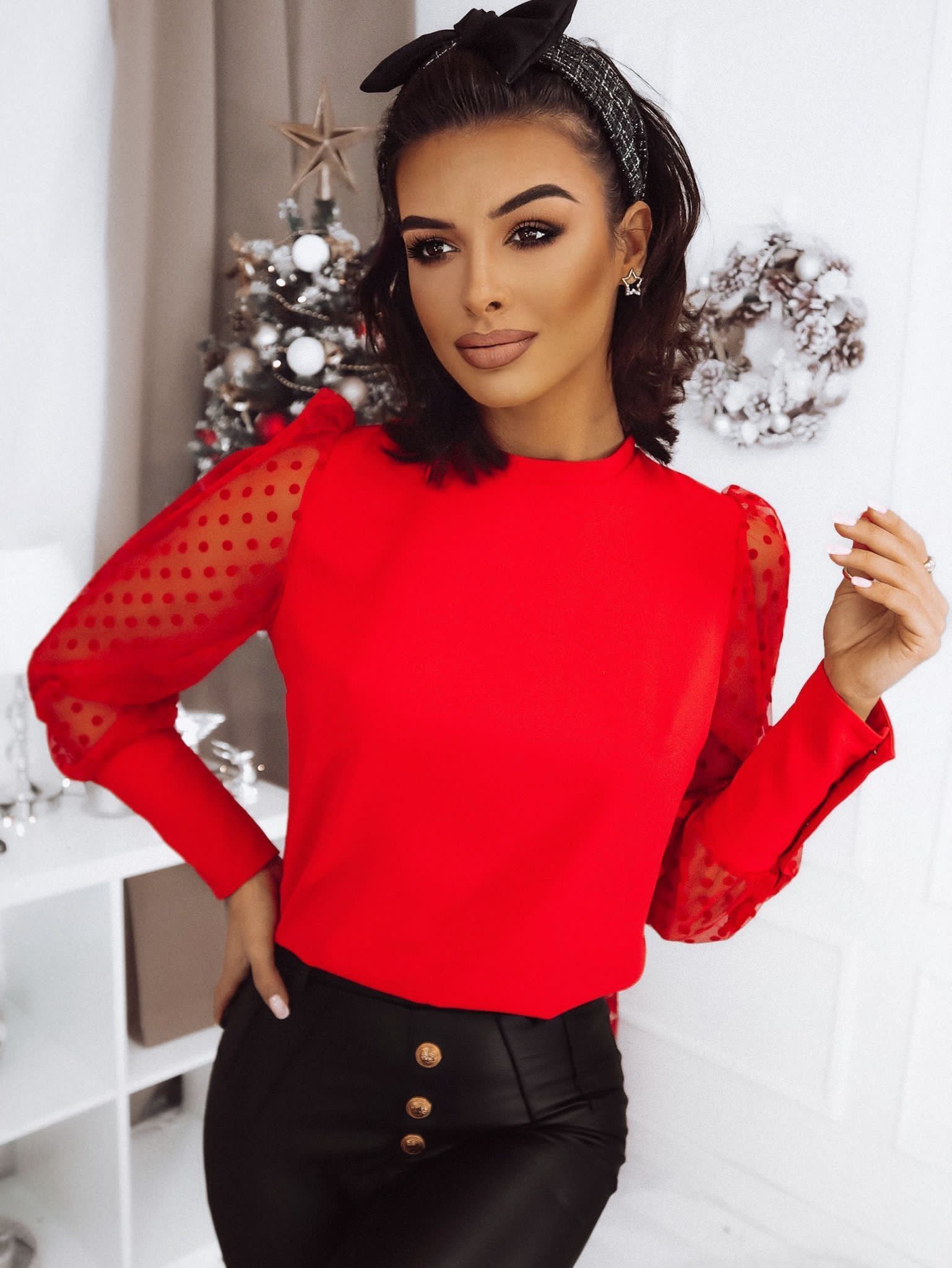 Γυναικεία Μπλούζα με Διαφάνεια Rosi Κόκκινη